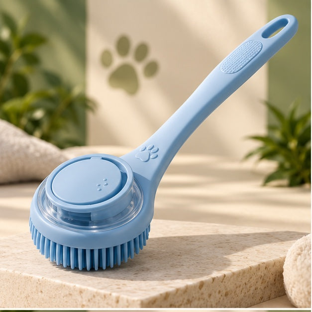 PAWRIQA Dual-Action Long-Handle Bath Brush Blue