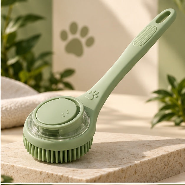 PAWRIQA Dual-Action Long-Handle Bath Brush Green