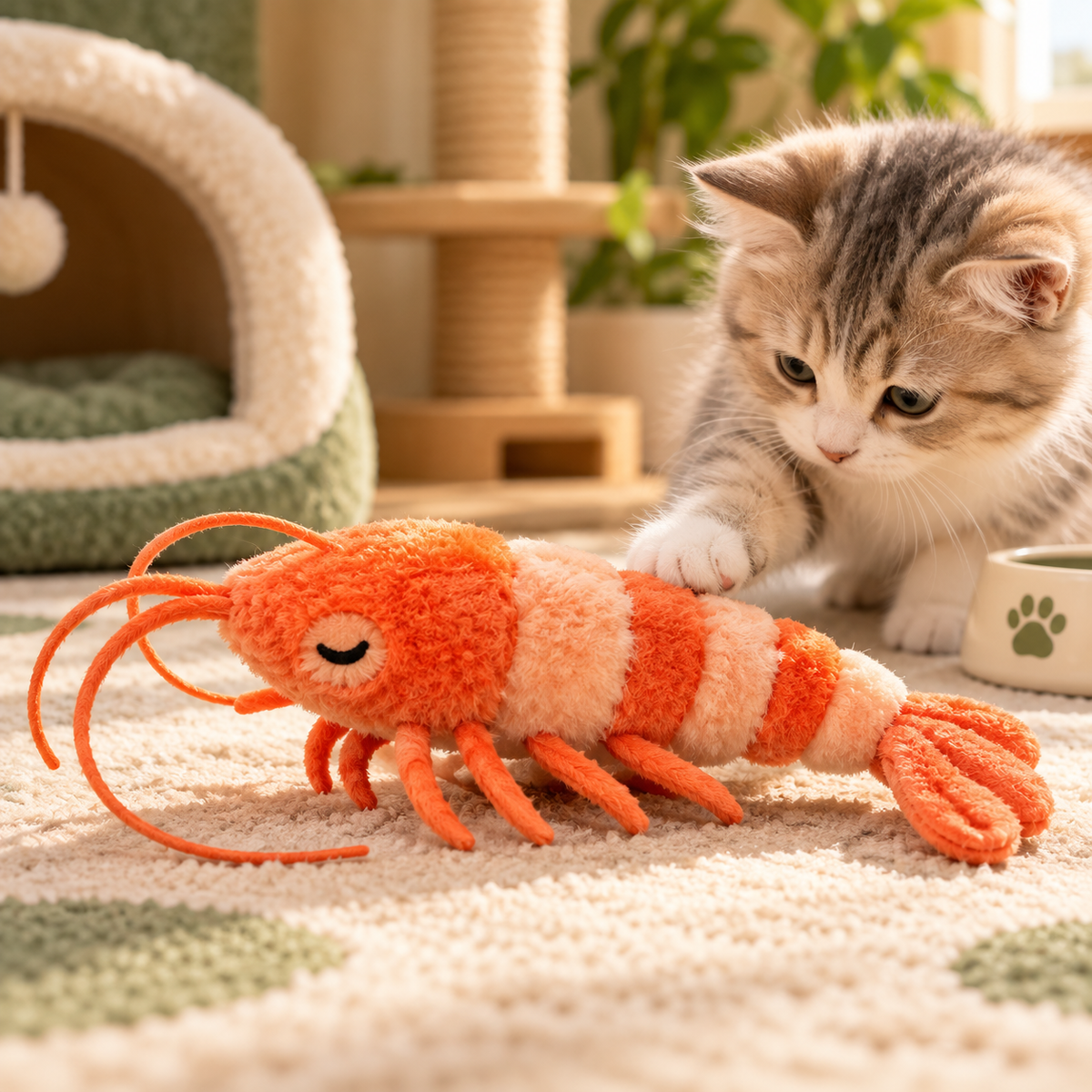 PAWRIQA Wiggle Shrimp Toy sewn eyes variant