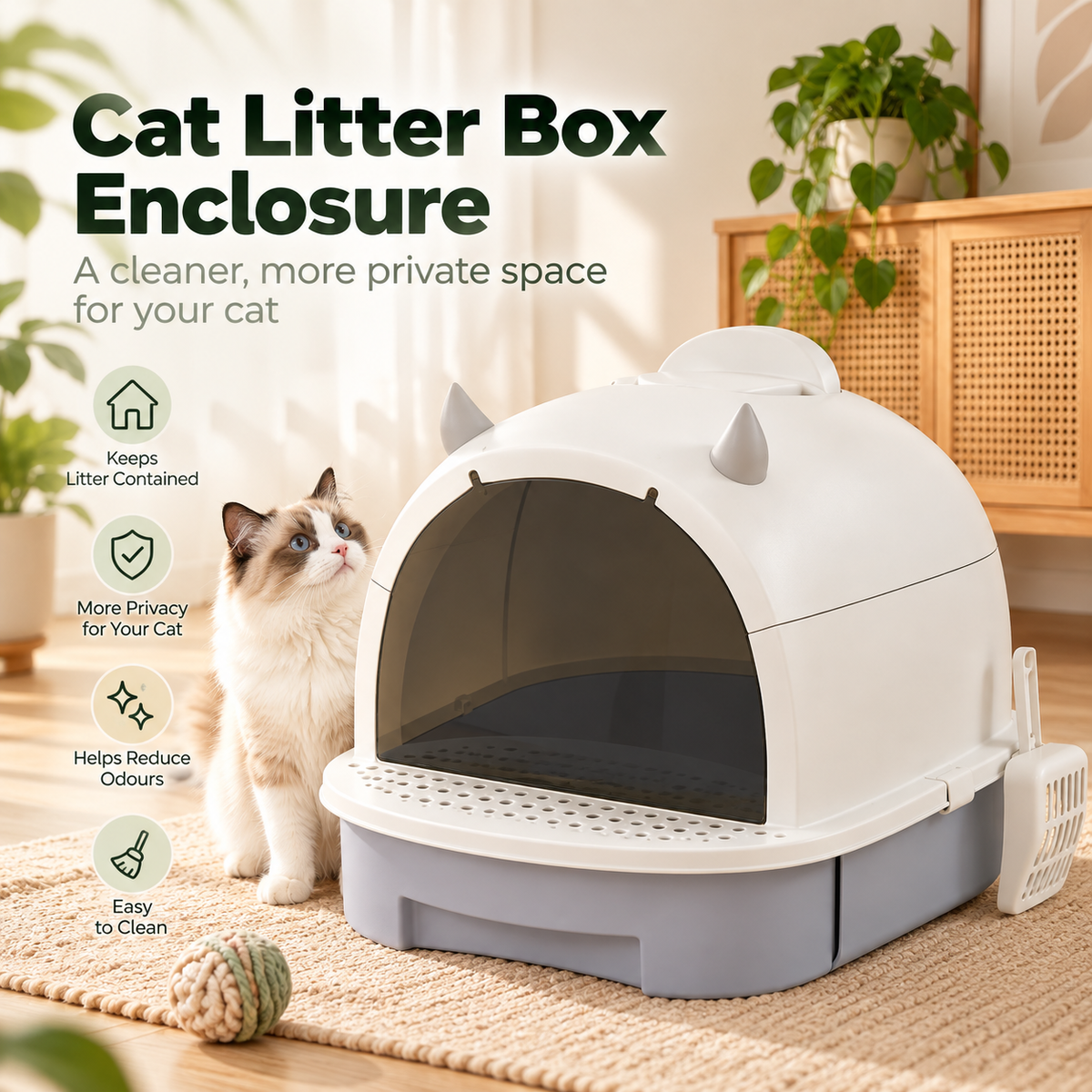 PAWRIQA Enclosed Cat Litter Box – Lifestyle