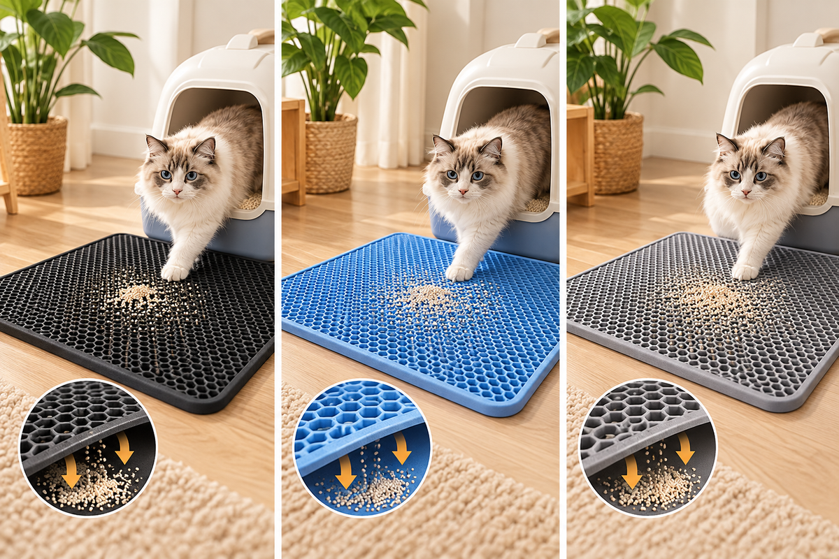 PAWRIQA Double-Layer Honeycomb Cat Litter Trapping Mat