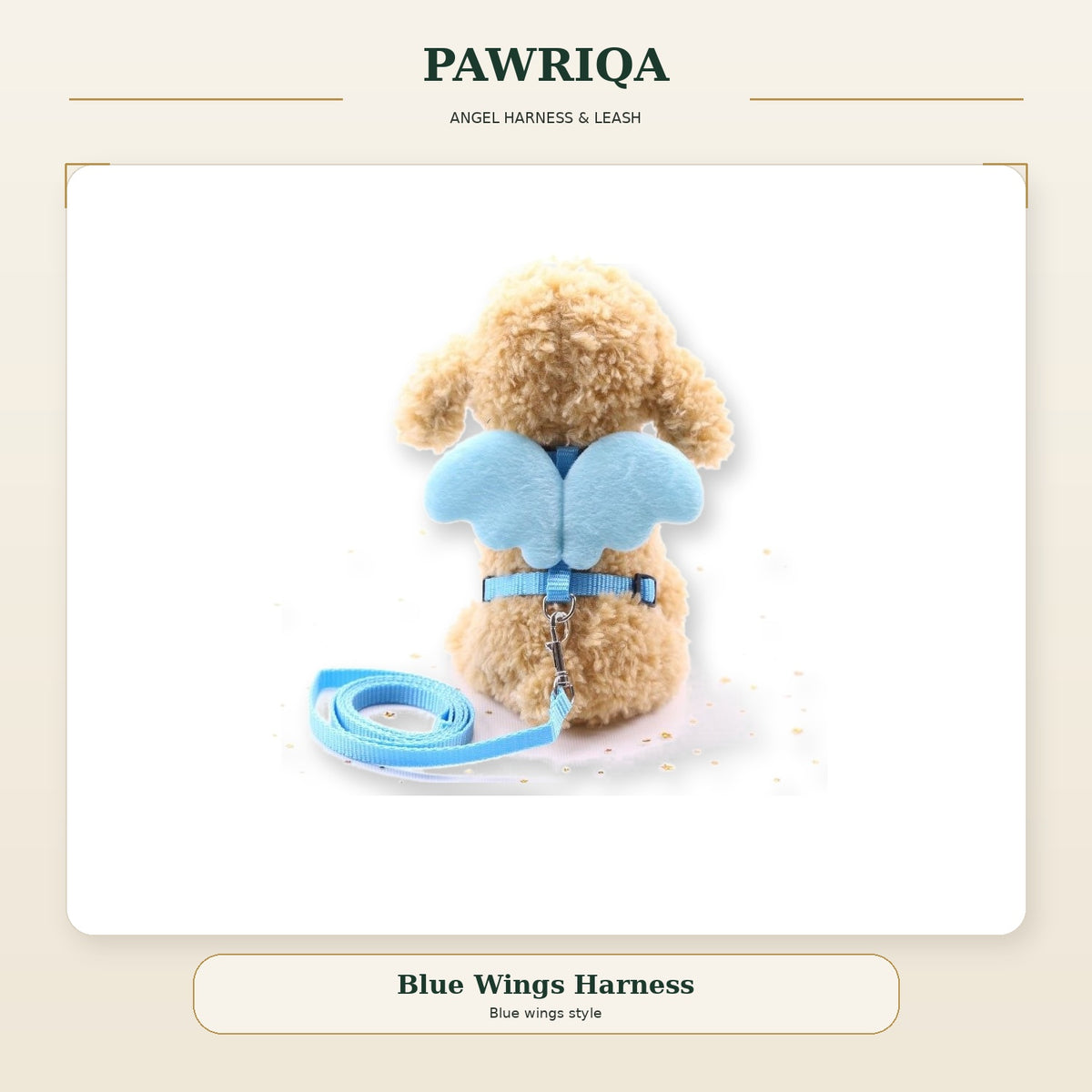 PAWRIQA blue angel wings dog harness and leash set