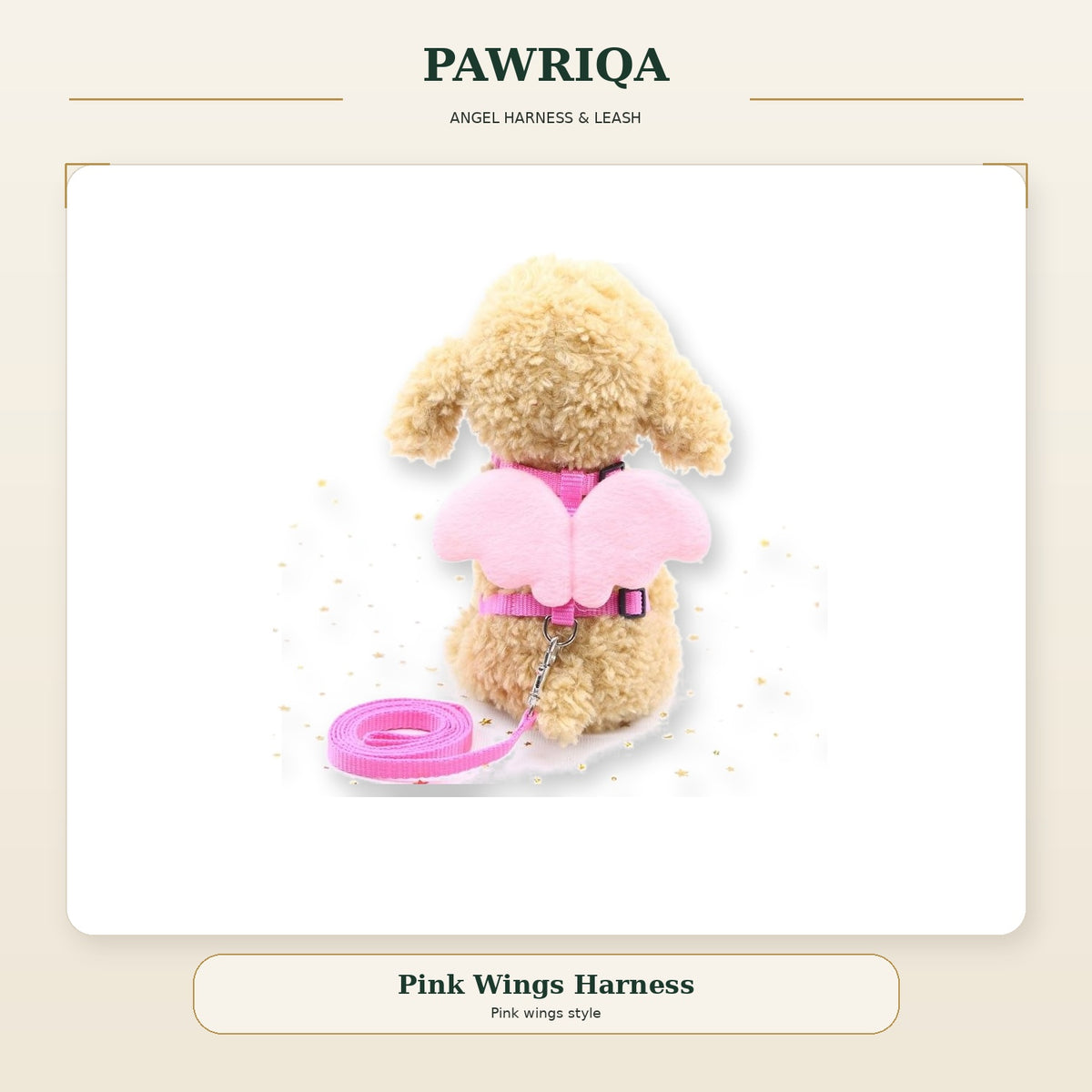 PAWRIQA pink angel wings dog harness and leash set