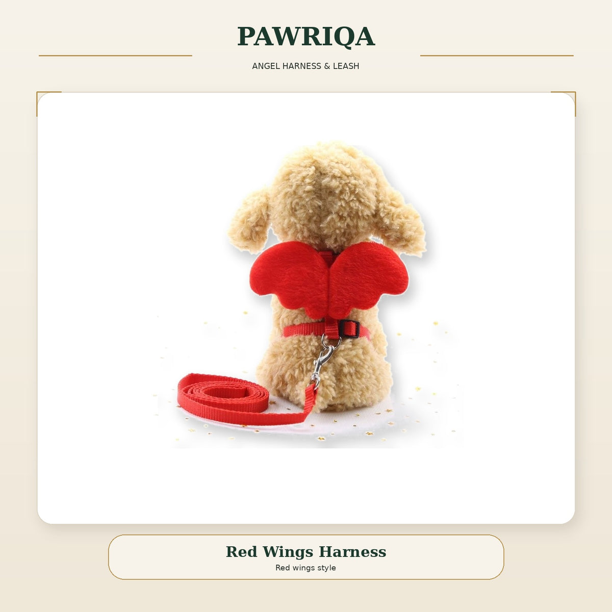 PAWRIQA red angel wings dog harness and leash set