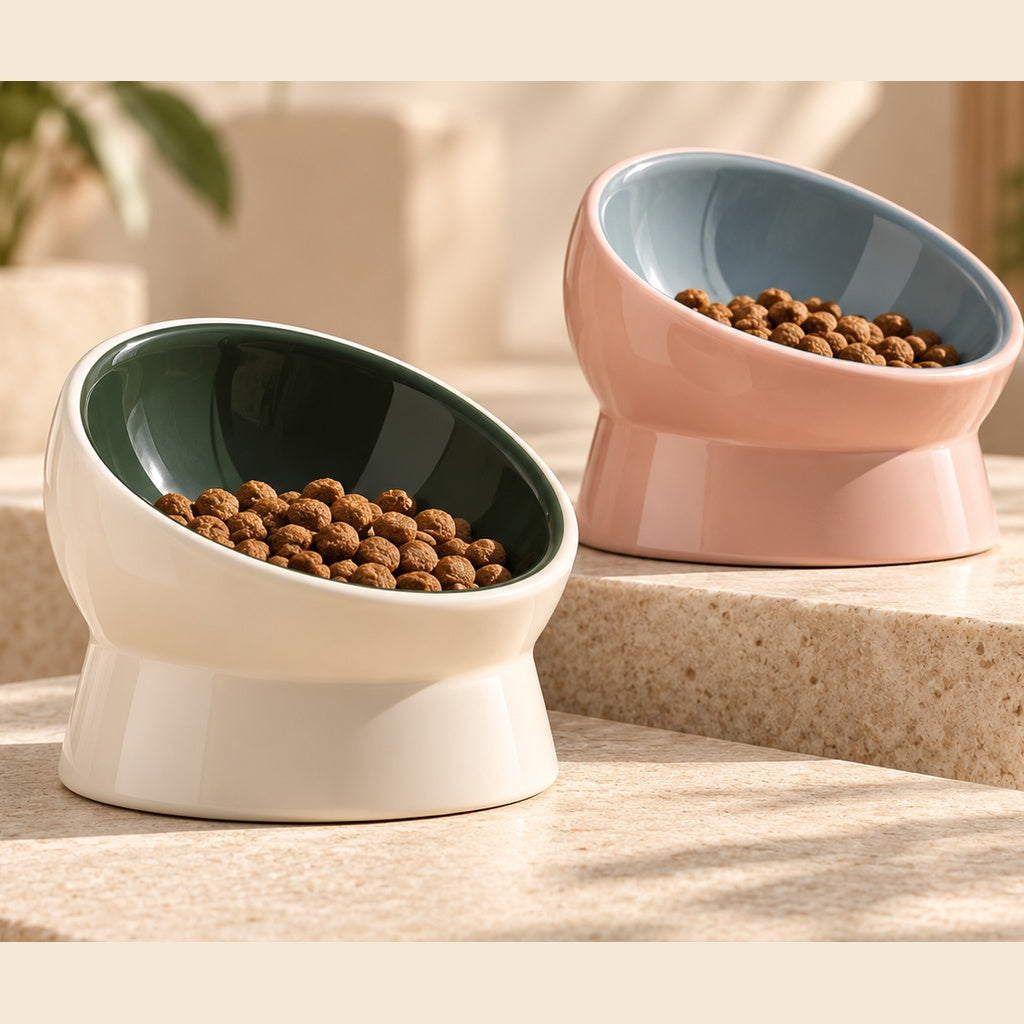 PAWRIQA ergonomic angled ceramic pet bowl alternate view