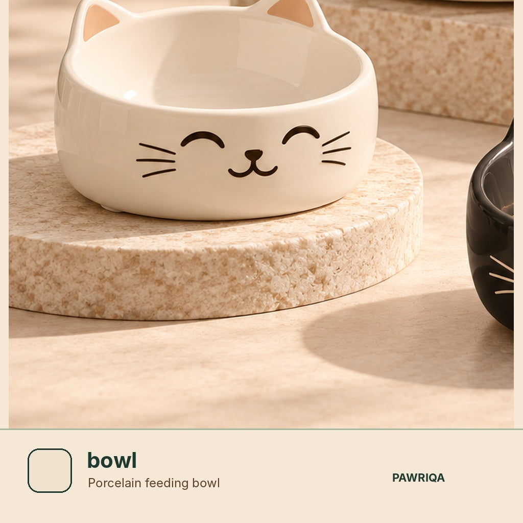 PAWRIQA cat-face porcelain feeding bowl bowl variant