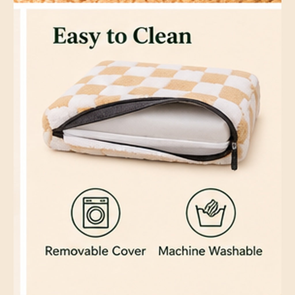 PAWRIQA CozyCheck plush pet sofa bed removable washable cover