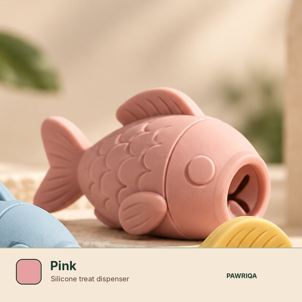 PAWRIQA fish-shaped silicone treat dispenser Pink variant