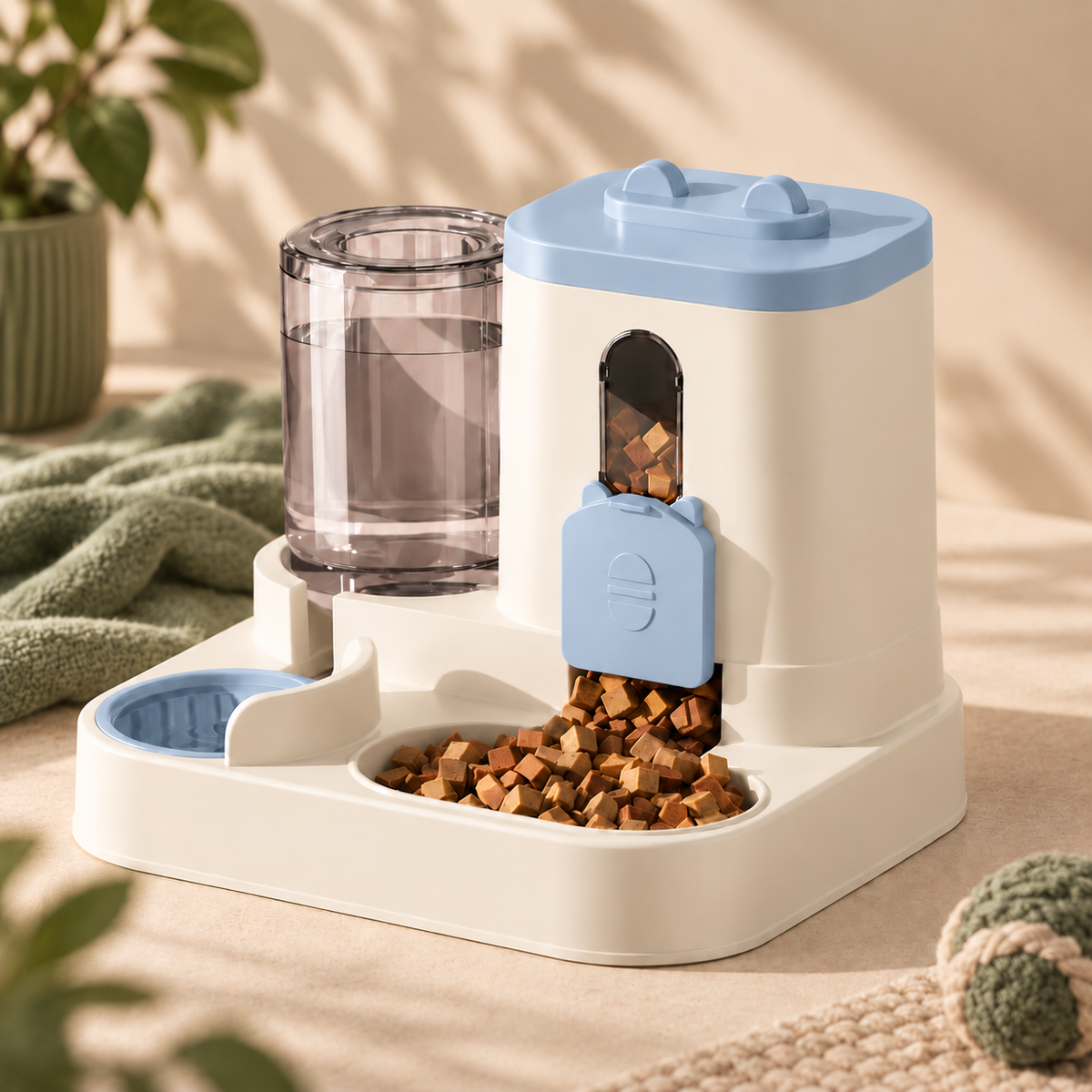 PAWRIQA 2-in-1 gravity feeder and water dispenser - blue variant