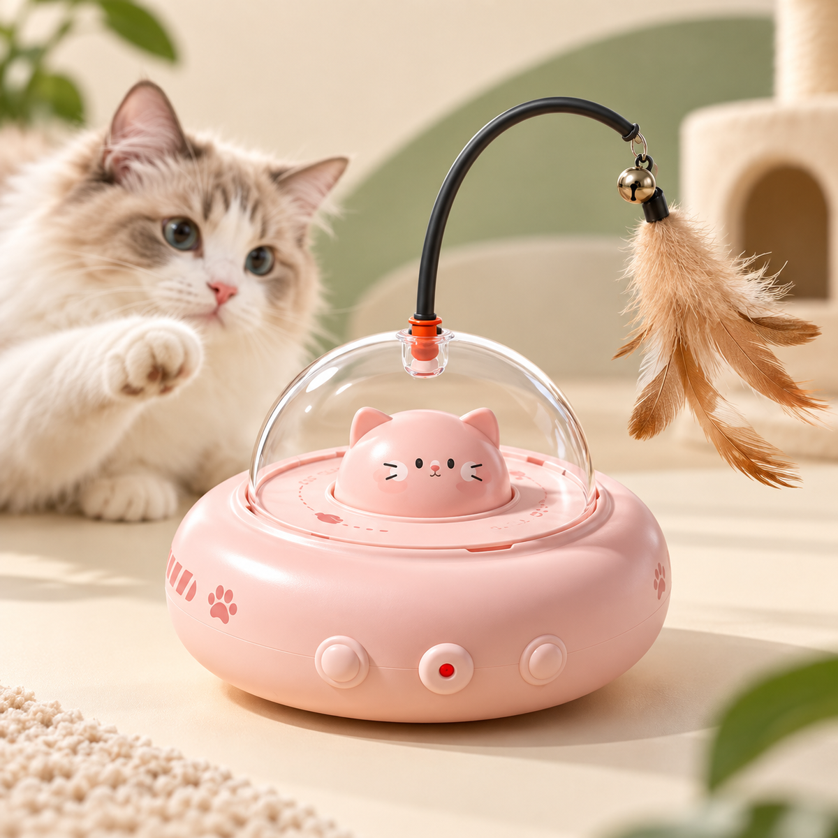 PAWRIQA Smart Interactive UFO Cat Toy close-up