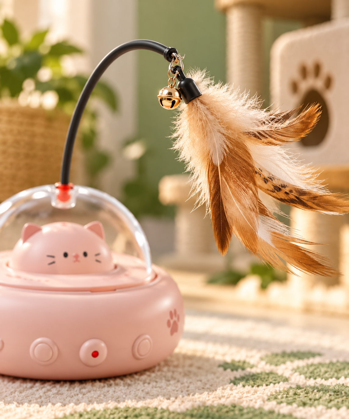 PAWRIQA cat toy feather and bell detail