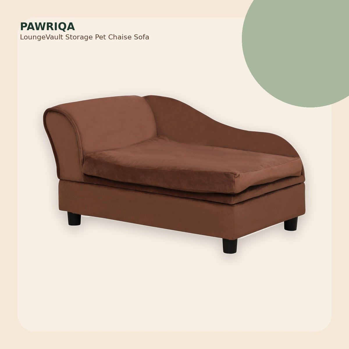 PAWRIQA LoungeVault Storage Pet Chaise Sofa in brown