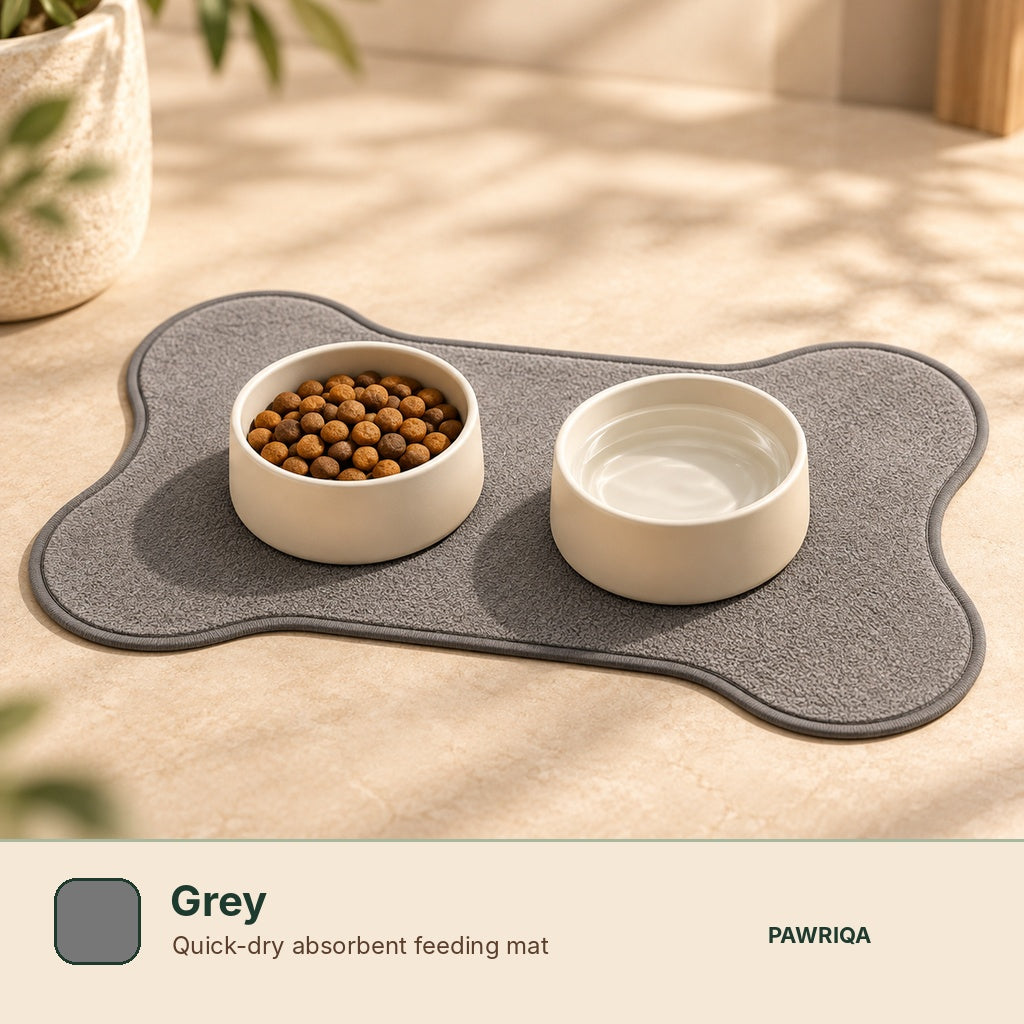 PAWRIQA quick-dry absorbent pet feeding mat Grey variant