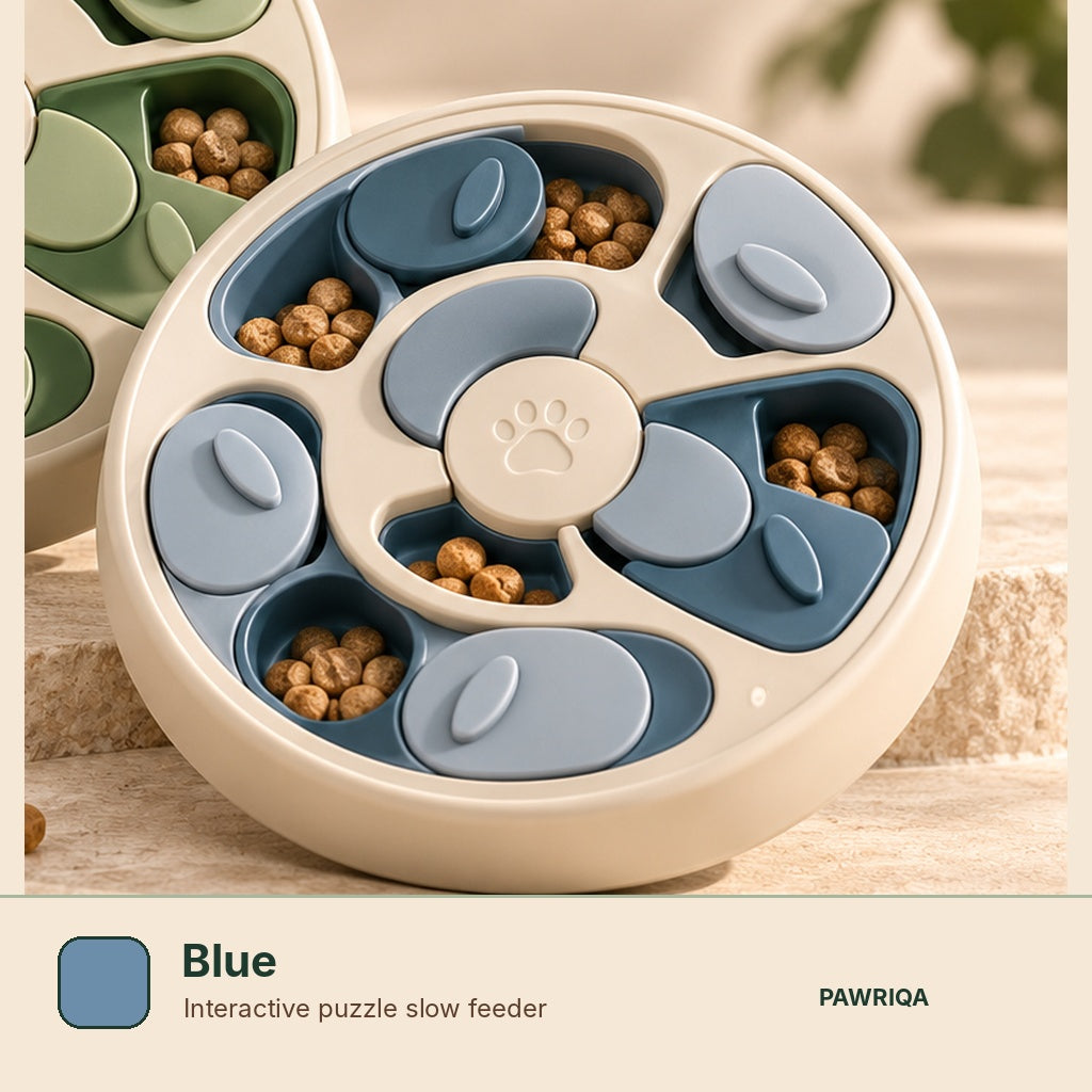 PAWRIQA interactive puzzle slow feeder Blue variant