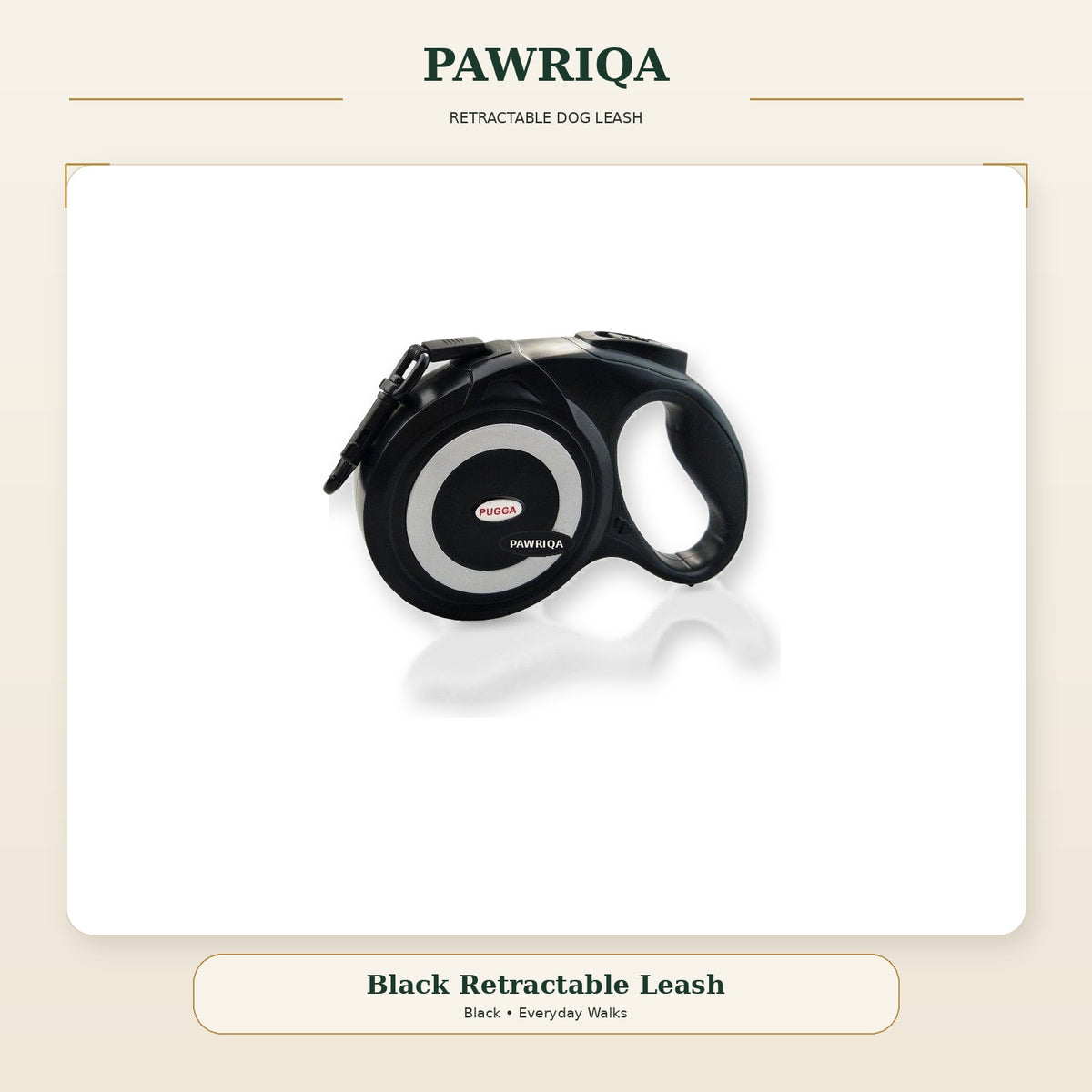PAWRIQA black heavy-duty retractable dog leash