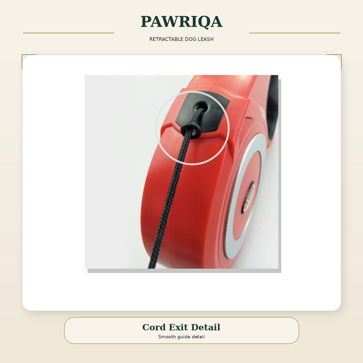 PAWRIQA retractable dog leash cord guide detail