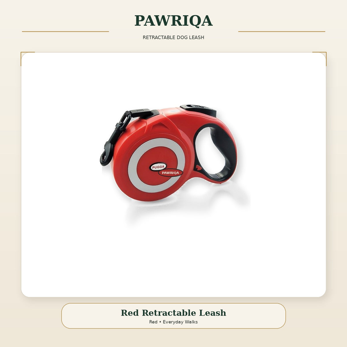 PAWRIQA red heavy-duty retractable dog leash