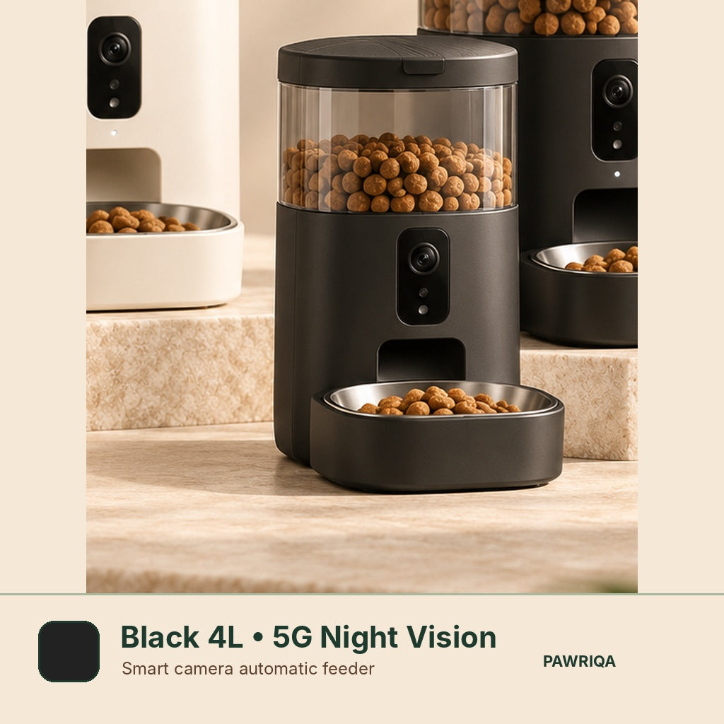 PAWRIQA smart camera automatic pet feeder Black 4L 5G Night Vision variant