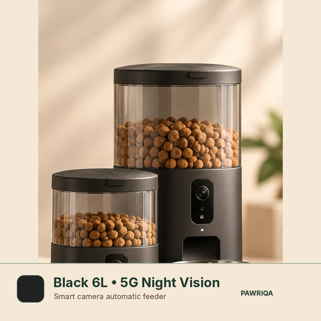 PAWRIQA smart camera automatic pet feeder Black 6L 5G Night Vision variant