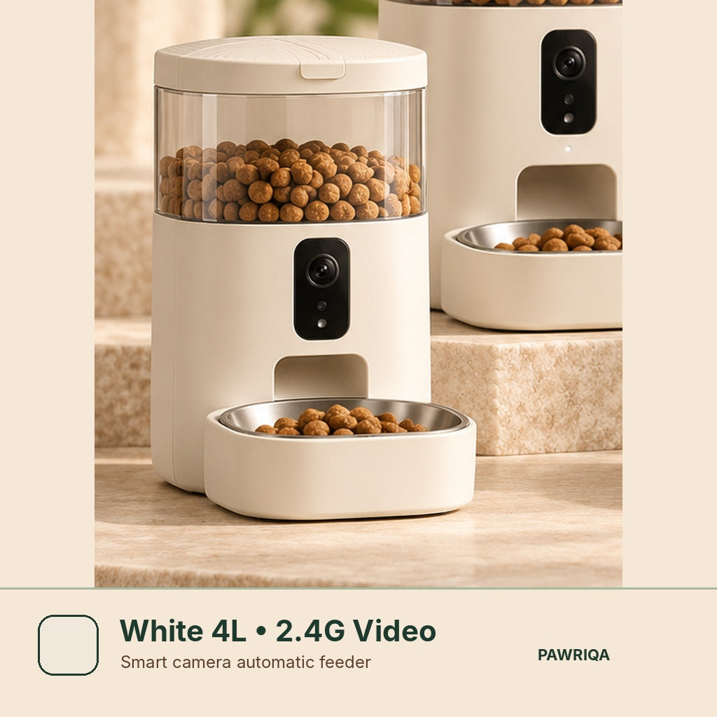 PAWRIQA smart camera automatic pet feeder White 4L 2.4G Video variant