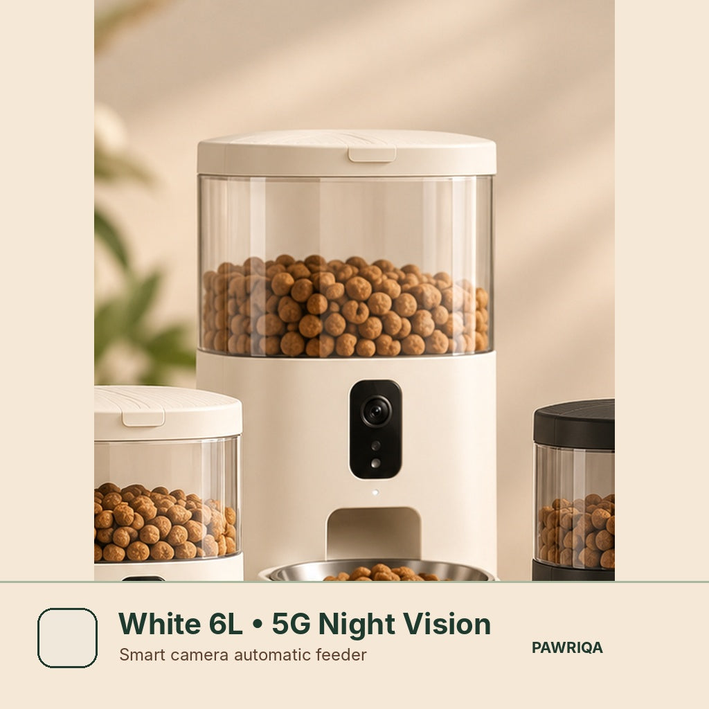 PAWRIQA smart camera automatic pet feeder White 6L 5G Night Vision variant