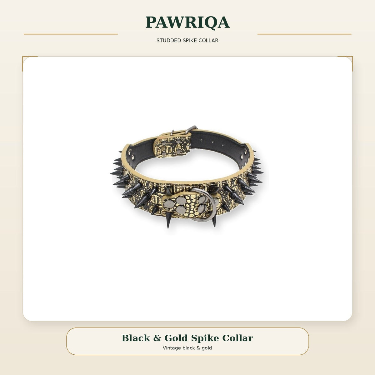 PAWRIQA golden brown and black patterned studded spike dog collar