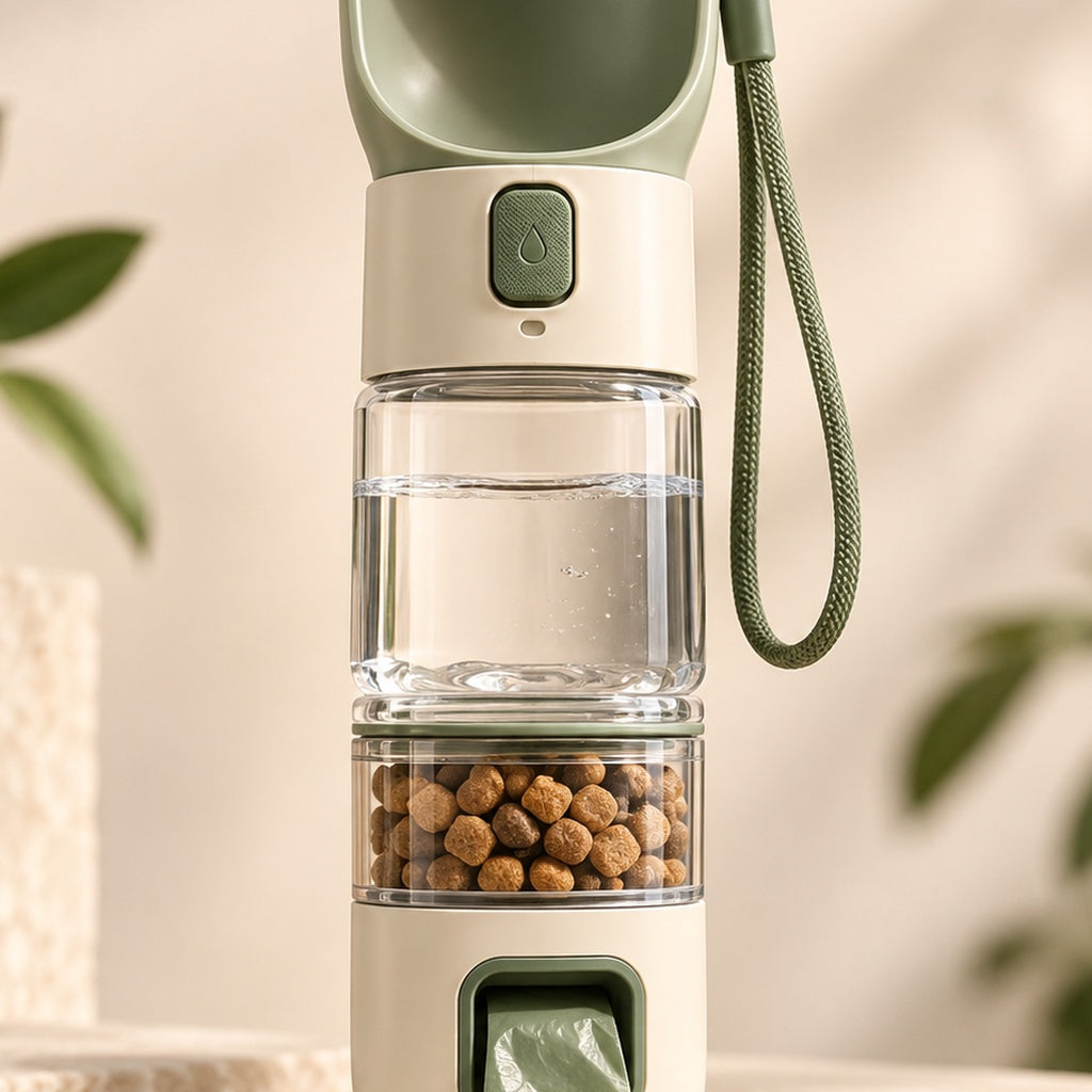 PAWRIQA 3-in-1 portable pet bottle detail view